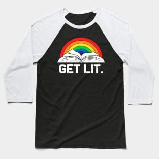 Vintage Retro Get Lit With Book Baseball T-Shirt